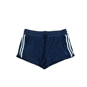 FP Movement Free People Navy Blue Terry Cloth Athletic Shorts White Stripes L